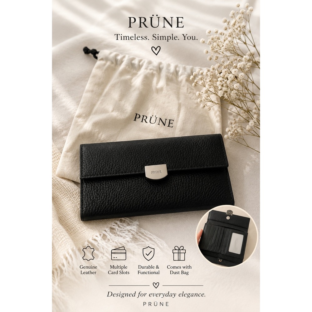 Prune Black Pebbled Leather Continental Wallet P101436F0 NWT